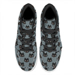 Black Cat Knitted Pattern Print High Top Leather Sneakers