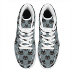 Black Cat Knitted Pattern Print High Top Leather Sneakers