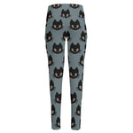 Black Cat Knitted Pattern Print High-Waisted Pocket Leggings