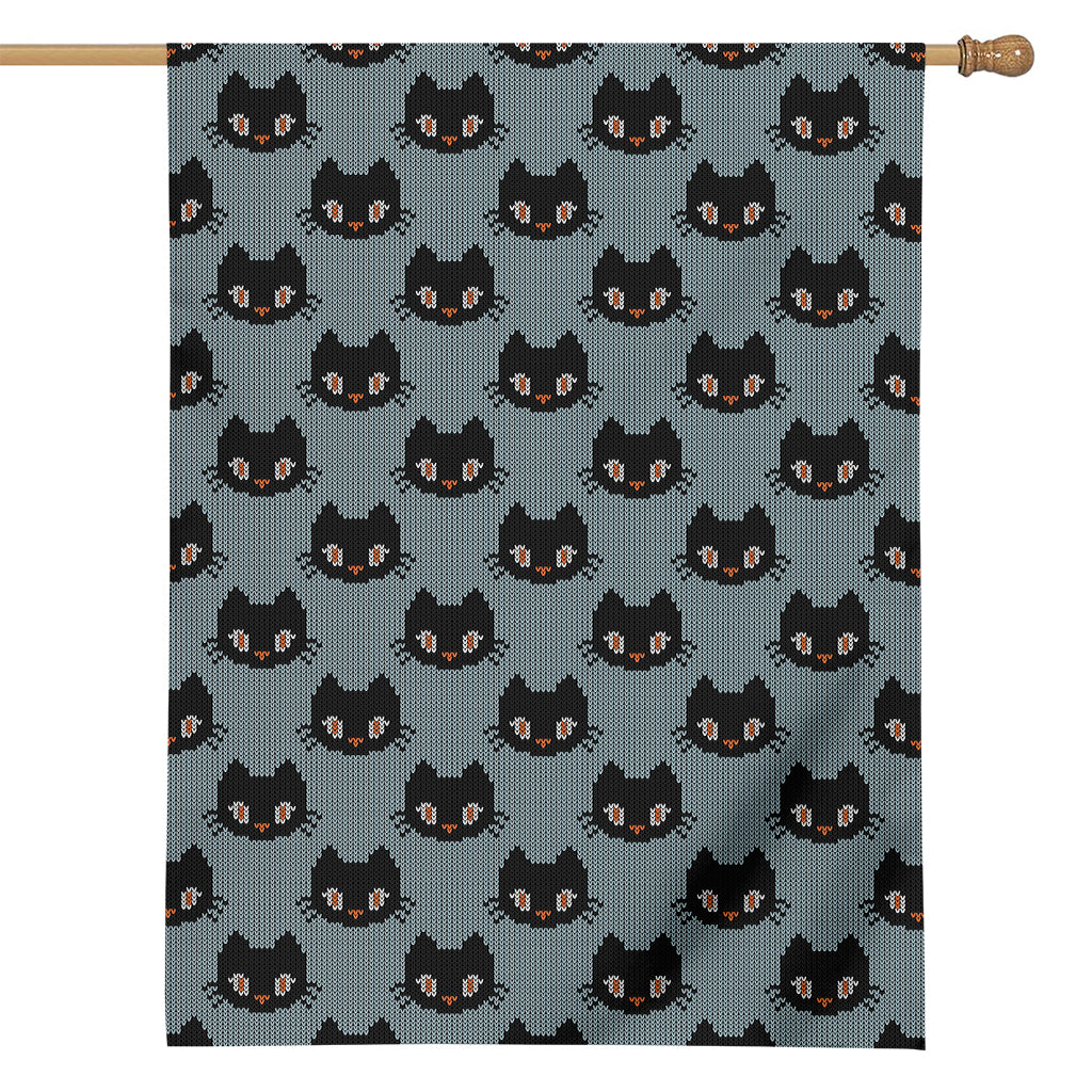 Black Cat Knitted Pattern Print House Flag