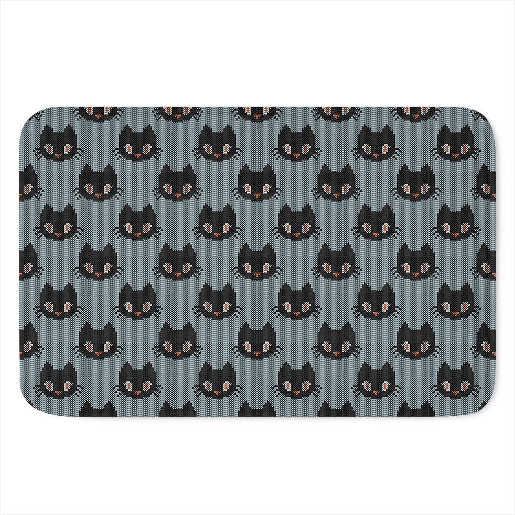 Black Cat Knitted Pattern Print Indoor Door Mat