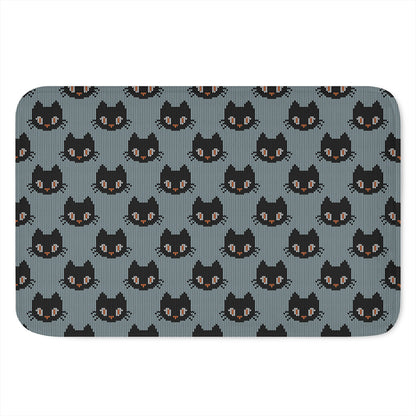 Black Cat Knitted Pattern Print Indoor Door Mat