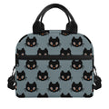 Black Cat Knitted Pattern Print Insulated Lunch Bag