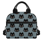 Black Cat Knitted Pattern Print Insulated Lunch Bag