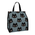 Black Cat Knitted Pattern Print Insulated Lunch Tote
