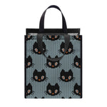 Black Cat Knitted Pattern Print Insulated Lunch Tote
