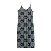 Black Cat Knitted Pattern Print Jersey Midi Cami Dress