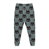Black Cat Knitted Pattern Print Jogger Pants