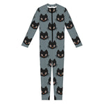 Black Cat Knitted Pattern Print Jumpsuit