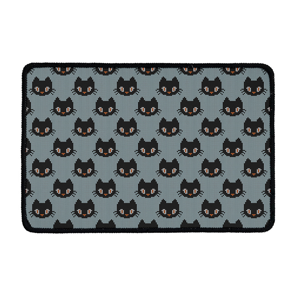 Black Cat Knitted Pattern Print Kitchen Mat