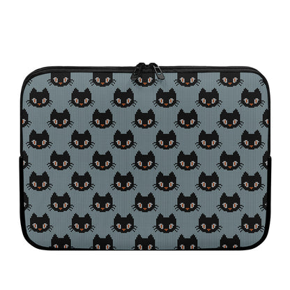 Black Cat Knitted Pattern Print Laptop Sleeve