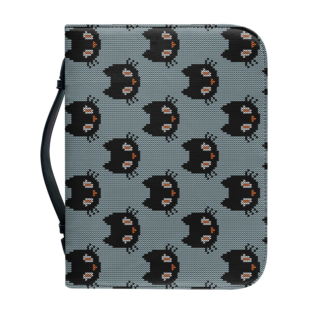 Black Cat Knitted Pattern Print Leather Bible Cover