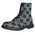 Black Cat Knitted Pattern Print Lace-Up Boots