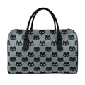 Black Cat Knitted Pattern Print Leather Duffel Bag