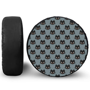 Black Cat Knitted Pattern Print Leather Spare Tire Cover