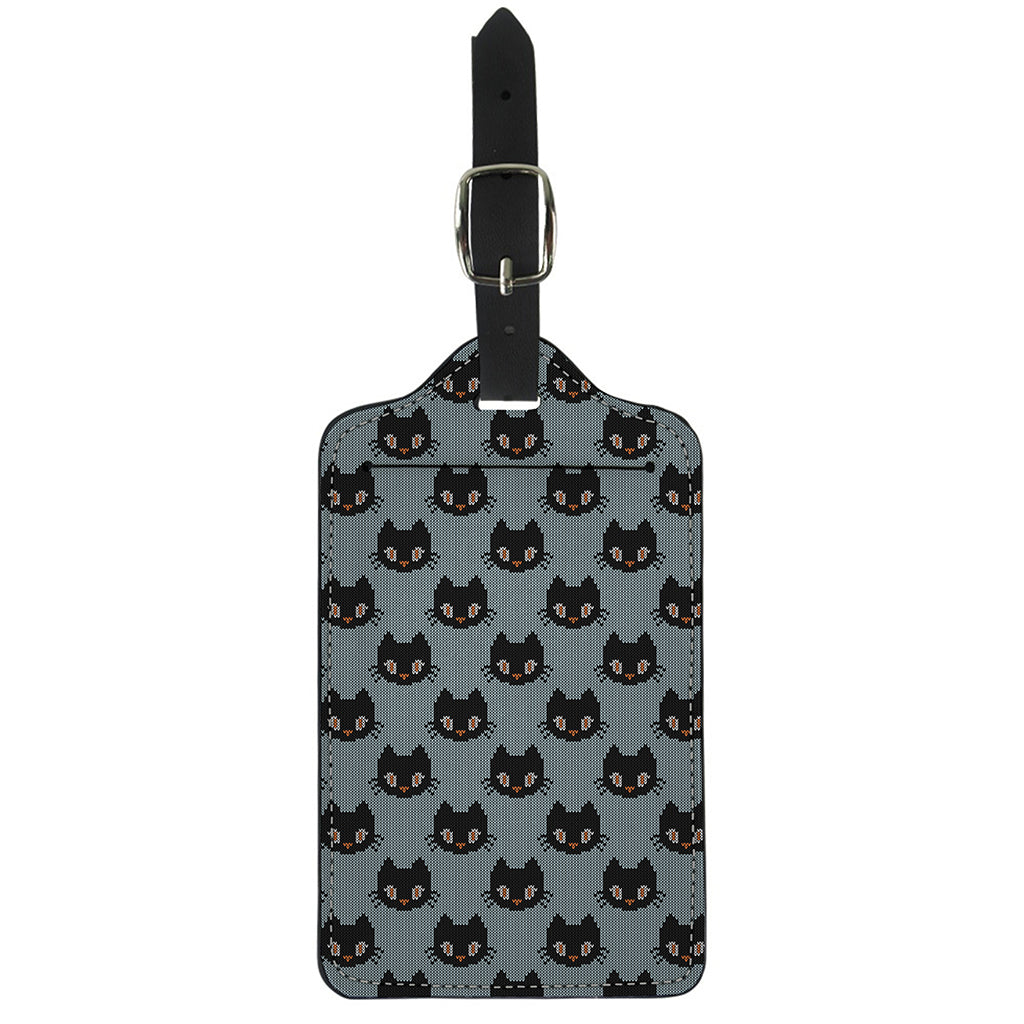Black Cat Knitted Pattern Print Luggage Tag