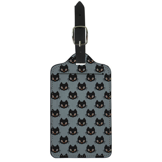 Black Cat Knitted Pattern Print Luggage Tag