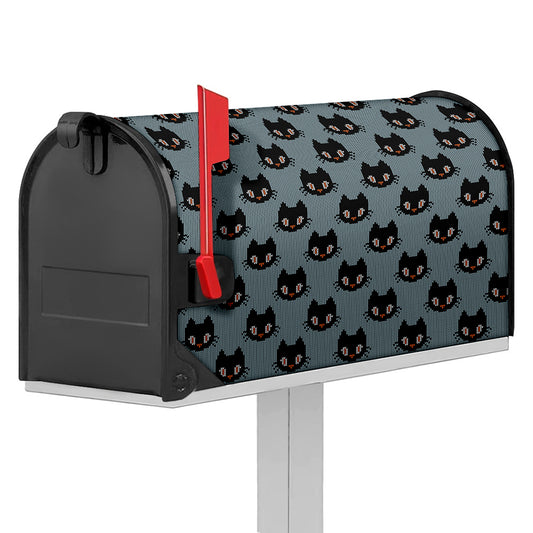Black Cat Knitted Pattern Print Mailbox Cover