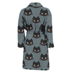 Black Cat Knitted Pattern Print Men's Bathrobe