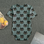 Black Cat Knitted Pattern Print Men's Bodysuit