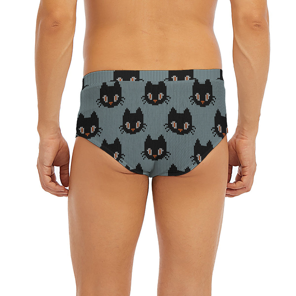 Black Cat Knitted Pattern Print Men's Briefs