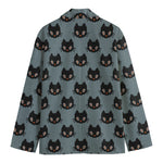 Black Cat Knitted Pattern Print Men's Cotton Blazer