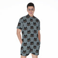 Black Cat Knitted Pattern Print Men's Romper