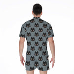 Black Cat Knitted Pattern Print Men's Rompers