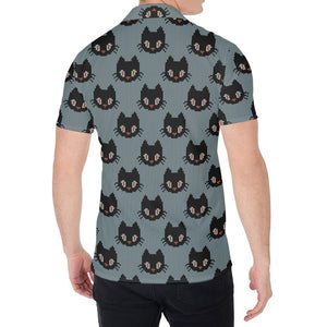 Black Cat Knitted Pattern Print Men's Shirt