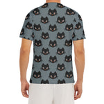 Black Cat Knitted Pattern Print Men's Short Sleeve Rash Guard