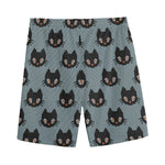 Black Cat Knitted Pattern Print Men's Sports Shorts