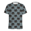 Black Cat Knitted Pattern Print Men's Athletic T-Shirt