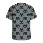 Black Cat Knitted Pattern Print Men's Sports T-Shirt