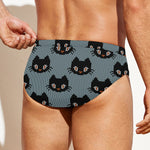 Black Cat Knitted Pattern Print Men's Swim Briefs