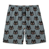 Black Cat Knitted Pattern Print Men's Swim Trunks