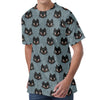 Black Cat Knitted Pattern Print Men's Velvet T-Shirt