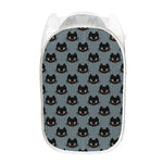 Black Cat Knitted Pattern Print Mesh Laundry Hamper