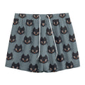 Black Cat Knitted Pattern Print Mesh Shorts