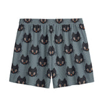 Black Cat Knitted Pattern Print Mesh Shorts