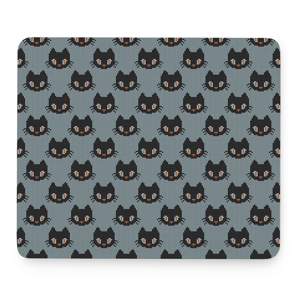 Black Cat Knitted Pattern Print Mouse Pad