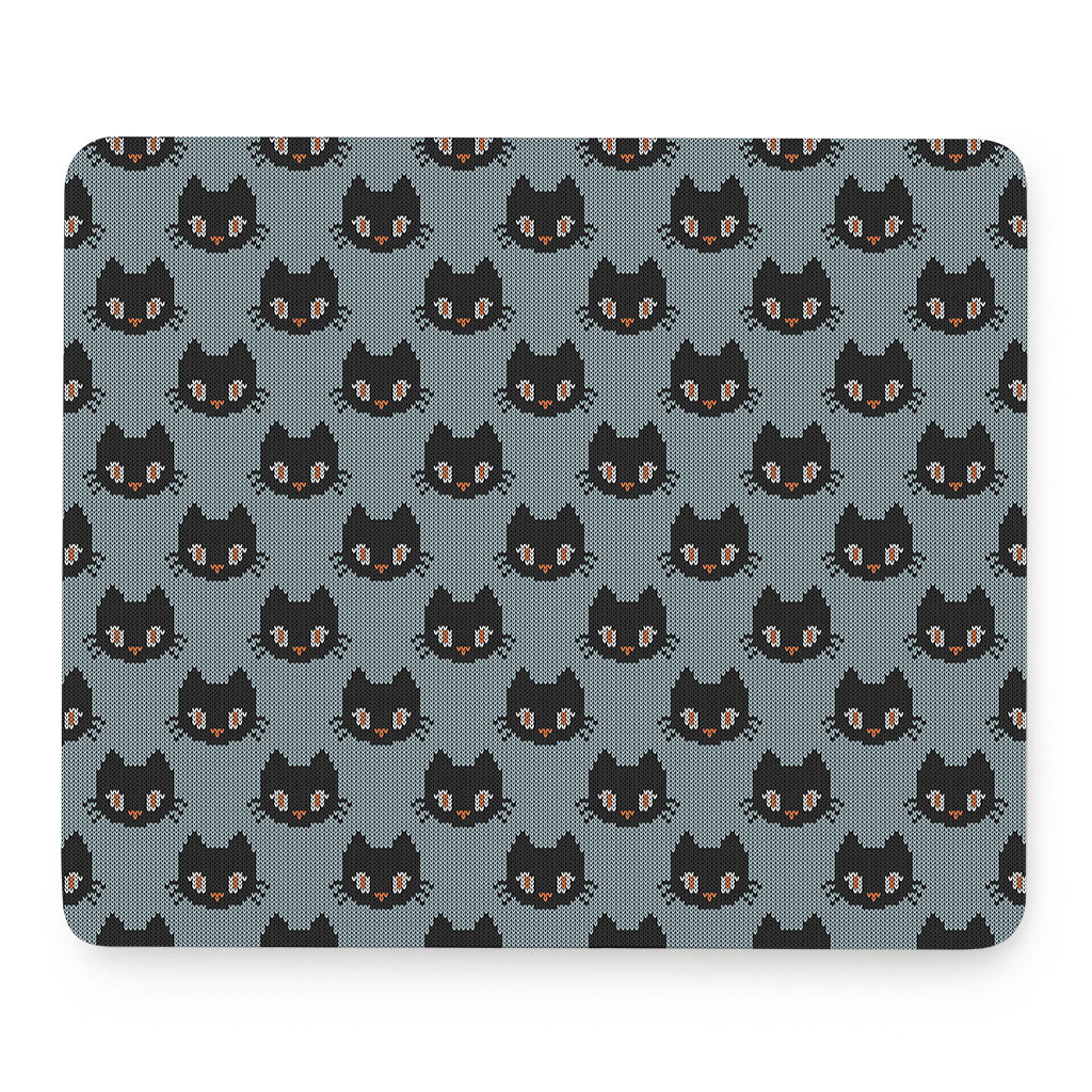 Black Cat Knitted Pattern Print Mouse Pad