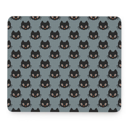 Black Cat Knitted Pattern Print Mouse Pad