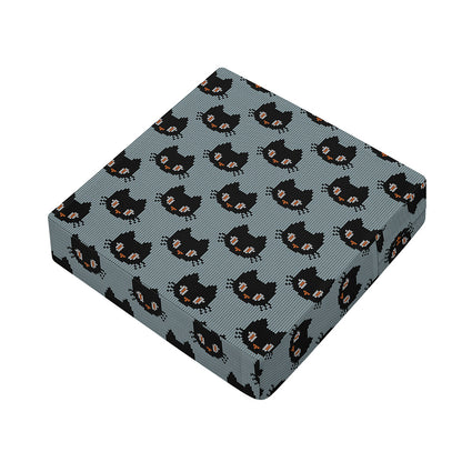 Black Cat Knitted Pattern Print Outdoor Seat Cushion Cover