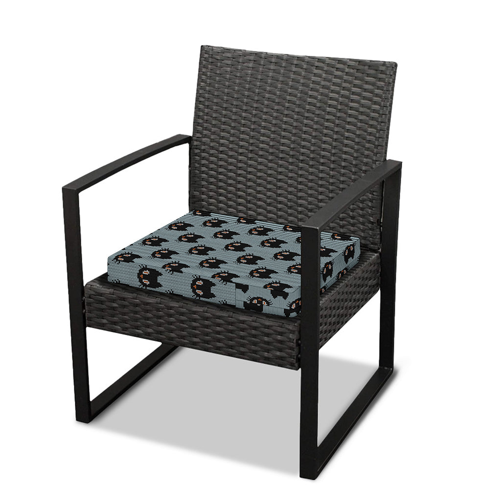 Black Cat Knitted Pattern Print Outdoor Seat Cushion Cover