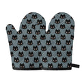 Black Cat Knitted Pattern Print Oven Mitts