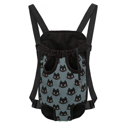 Black Cat Knitted Pattern Print Pet Carrier Backpack