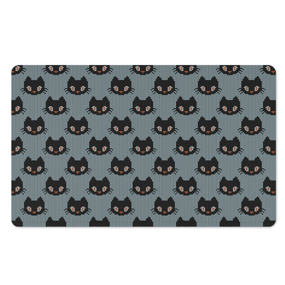 Black Cat Knitted Pattern Print Polyester Doormat