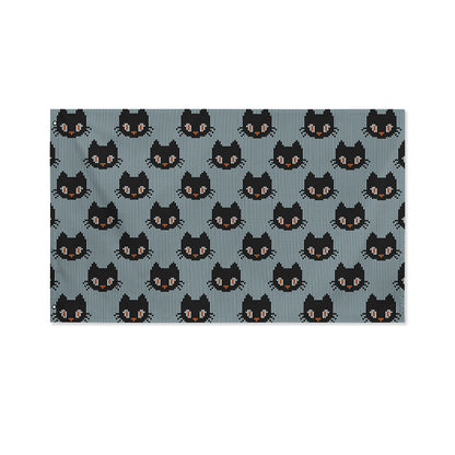 Black Cat Knitted Pattern Print Polyester Flag