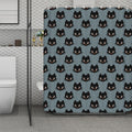 Black Cat Knitted Pattern Print Polyester Shower Curtain
