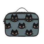 Black Cat Knitted Pattern Print Portable Lunch Bag